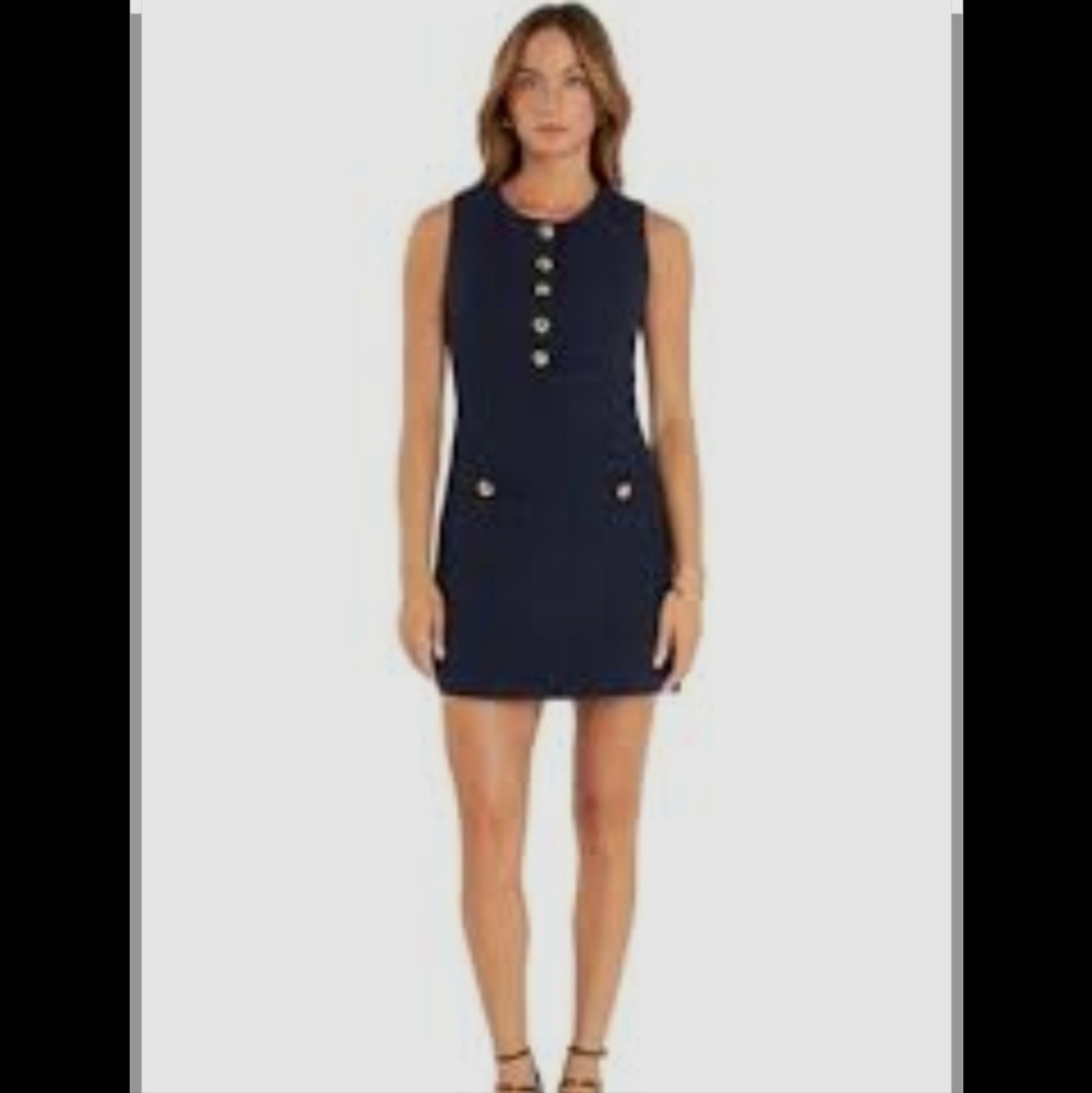 J.crew Navy Sleeveless Button-Front Dress
